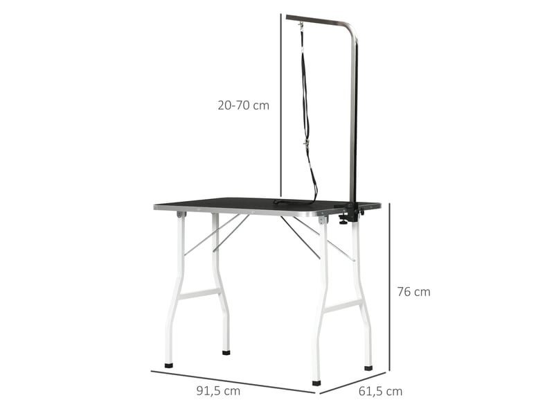  Plateforme pliable réglable 91,5 x 61,5 x 76 cm plateau caoutchouc noir avec barre de maintien  - Conforama C