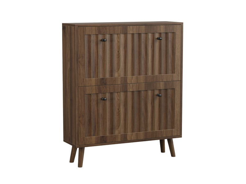  Meuble à chaussures coloris noyer 91.5x46x21 cm avec rangement à abattants  - Conforama A