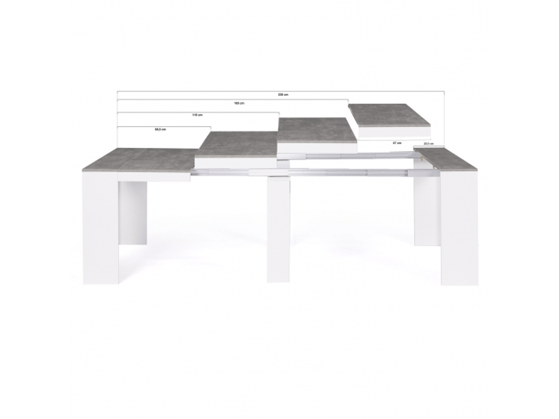 Table console extensible orlando 10 personnes 235 cm bois blanc et effet  béton  - Conforama D