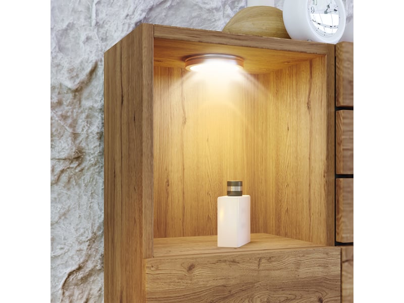  Lit 180x200 cm en bois et métal avec led, usb type-c et rangement chêne chicfurn  - Conforama R