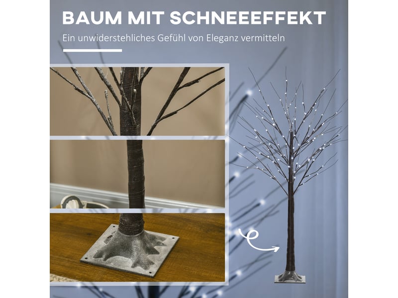  Bouleau artificiel lumineux 96 micro-led blanc froid h 150 cm marron  - Conforama E