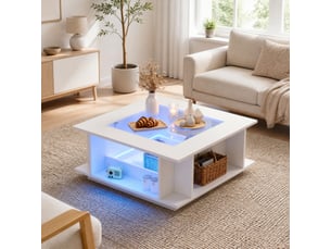 Table basse carré(e) coloris blanc LPOSPI - 70 cmx70 cm