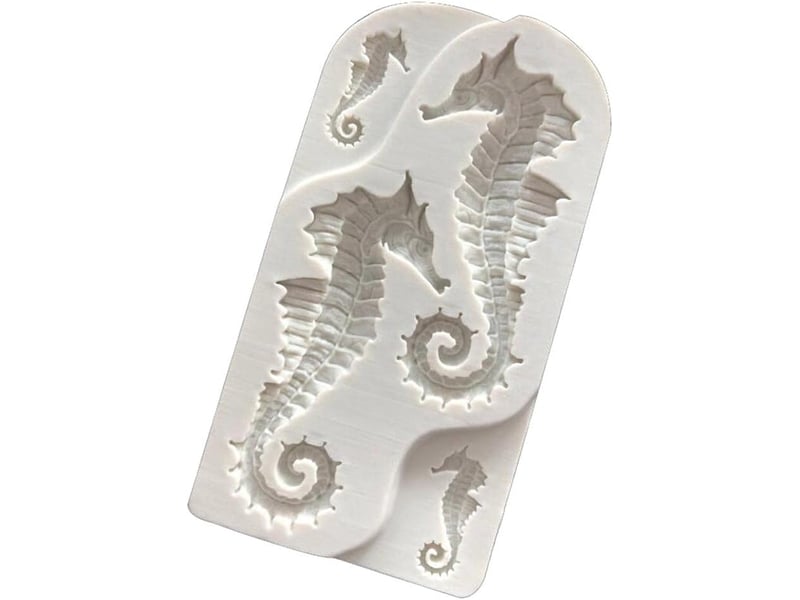  Moule en silicone pour fondant, gâteau, chocolat, biscuits, bonbons, pâtisserie, outil de cuisine, décoration de fête, motif hippocampe - grey silver  - Conforama C