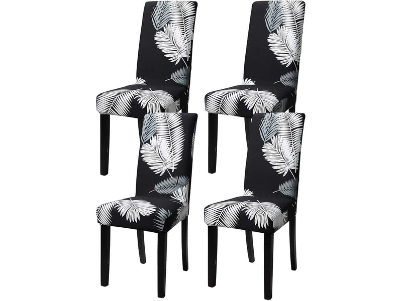  Housse de chaise élastique et rétractable pour restaurants, maisons, hôtels, mariages et conférences feuille de palmier grise, 4 XLH-ZLS-009377MF - Conforama A