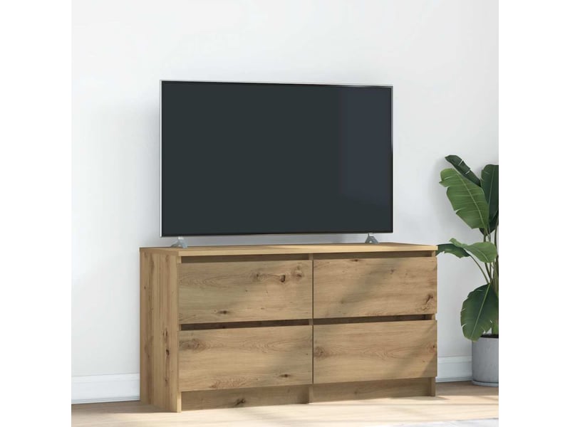  Meuble tv - banc tv - meuble de rangement chêne artisanal 100x35x54 cm bois d'ingénierie  - Conforama B