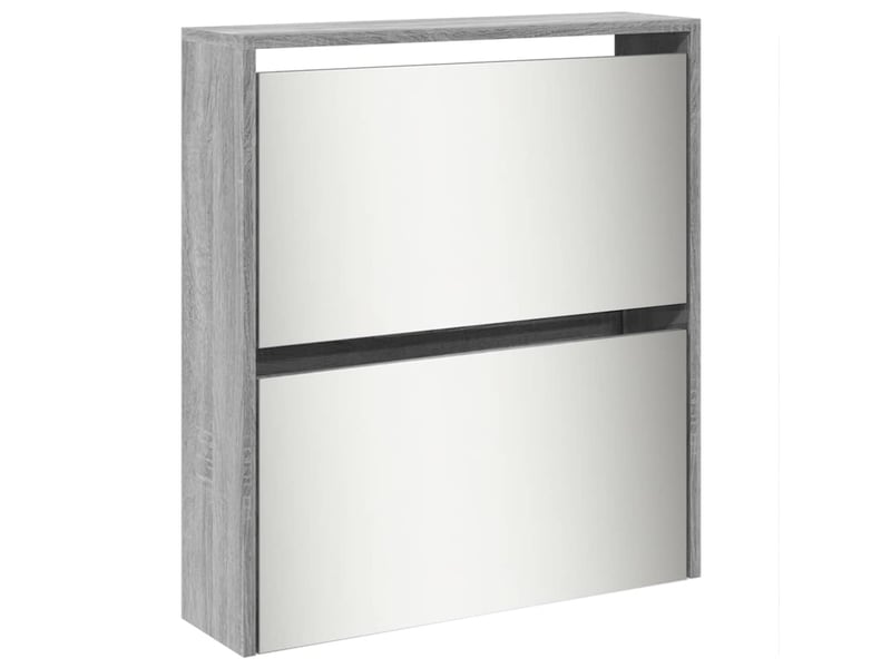  Meuble à chaussure, armoire à chaussures miroir 5 niveaux sonoma gris 63x17x169,5cm  - Conforama E