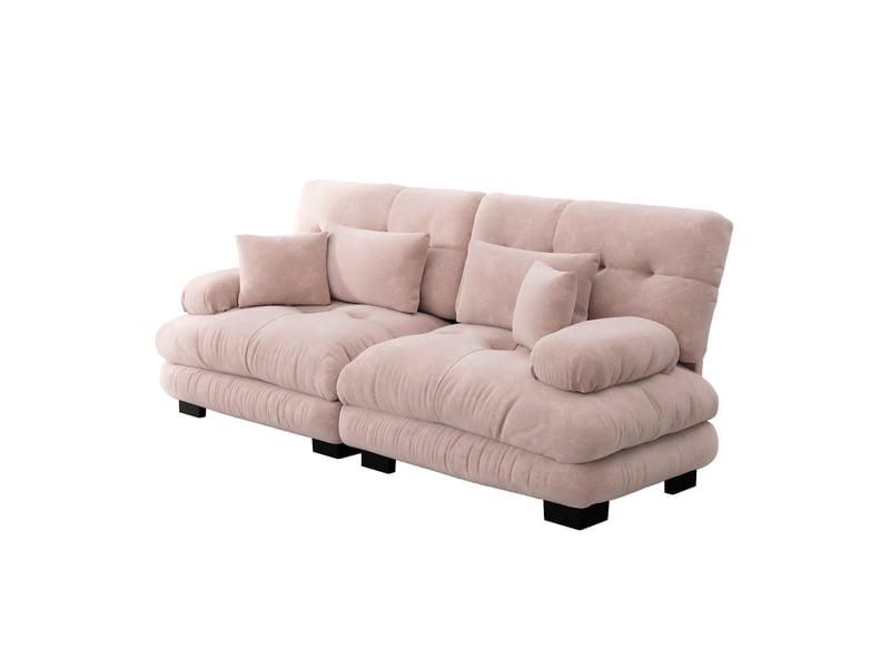  Canapé d'angle, canapé 2 places — coussins inclus, en chenille, style cloud, rose  - Conforama B