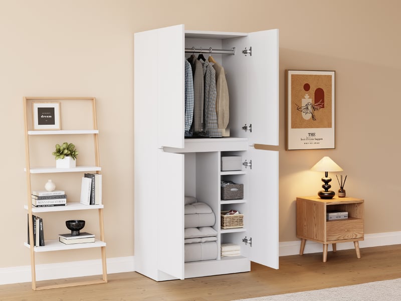  Armoire 70 x 40 x 170 cm – 2 portes – compartiment de rangement – blanc  - Conforama D