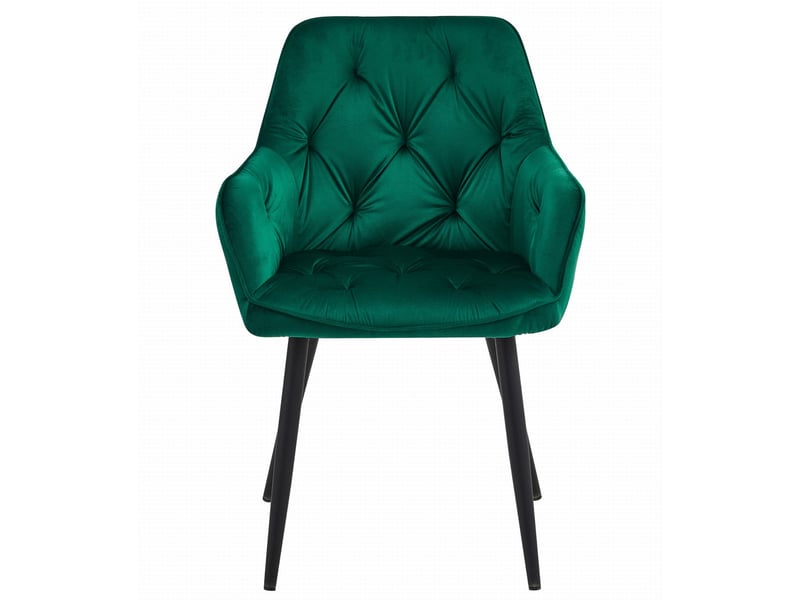 Lot de 2 chaises jork en velours vert foncé avec pieds noirs  - Conforama C