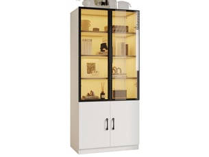 Vitrine coloris blanc 3 étagère(s) HOMVRA - 60 cmx160 cm