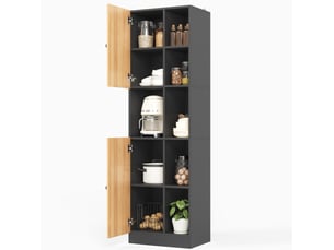 Meuble haut d'angle 50x35,5x170 cm avec 2 portes anthracite et chêne