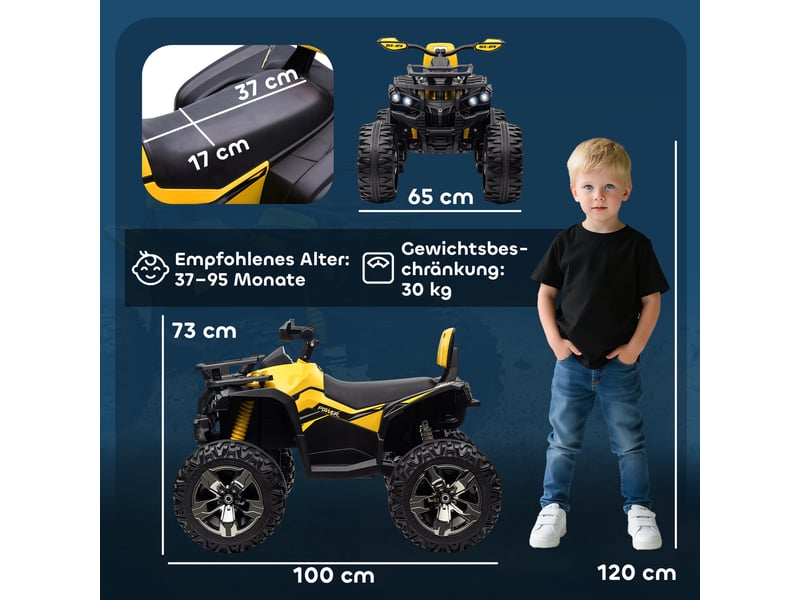  Quad électrique pour enfants, 3-8 kmh, 45 min d'autonomie, phares led, lecteur de musique avec port usb, pour les enfants de 3 à 5 ans  - Conforama E