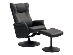 Fauteuil de direction avec repose-pieds, aspect cuir, pivotant, dossier réglable, jusqu'à 150 kg, noir