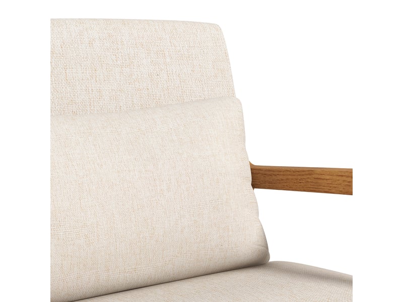  Fauteuil à bascule rembourré avec accoudoirs, fauteuil relax pour chambre et salon, structure en bois, blanc crème, 64,5x92x81,5 cm  - Conforama D