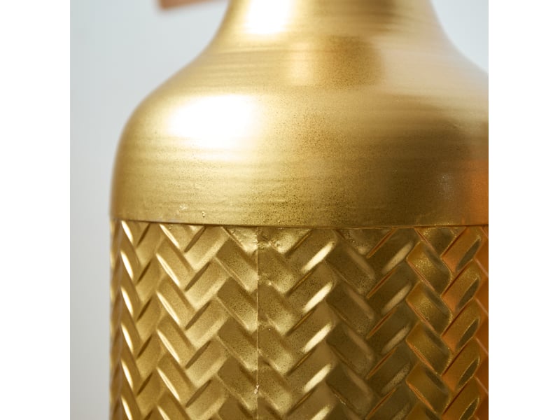  Lot de 3 vases de sol à motifs en relief en métal doré  - Conforama E