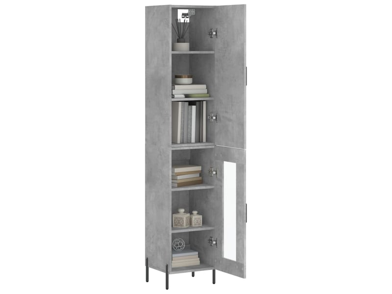  Buffet haut - bahut - meuble de rangement gris béton 34,5x34x180 cm bois d'ingénierie  - Conforama C