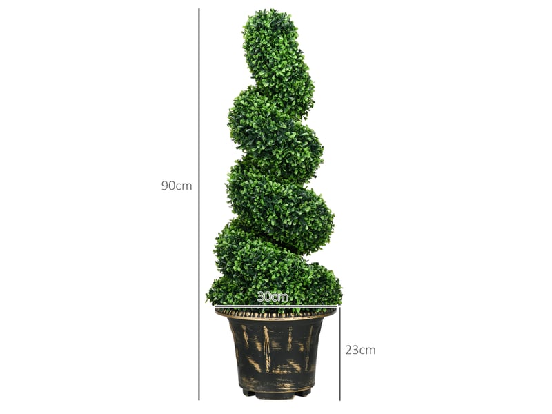  Set de 2 plantes artificielles buchsbaum uv résistantes 90 cm dans pot  - Conforama E