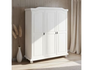 Armoire 3 portes en pin massif blanc - chambery