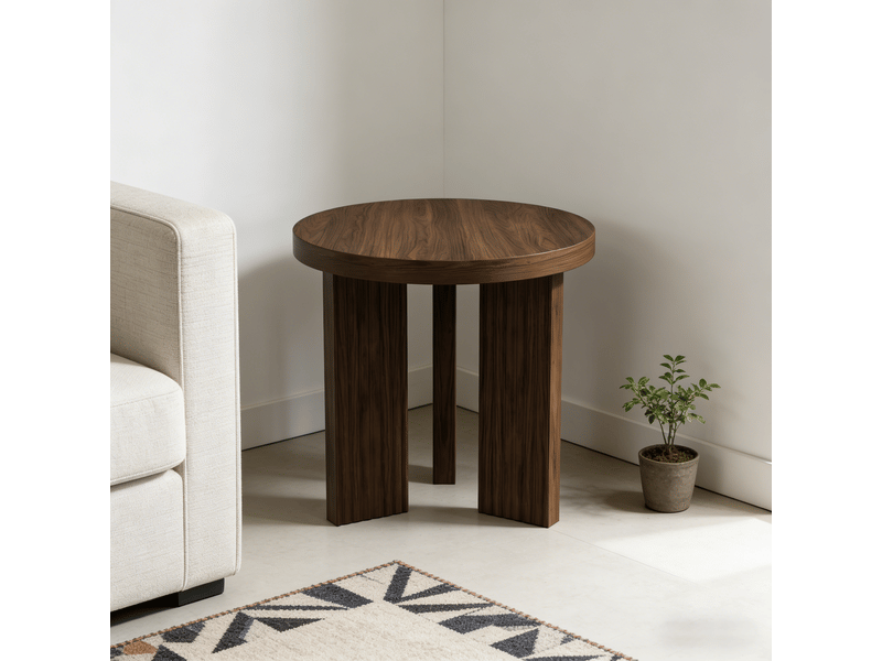  Table d’appoint ronde moderne, effet bois, noire, 44,5 × 45 cm, 1 pièce  - Conforama B