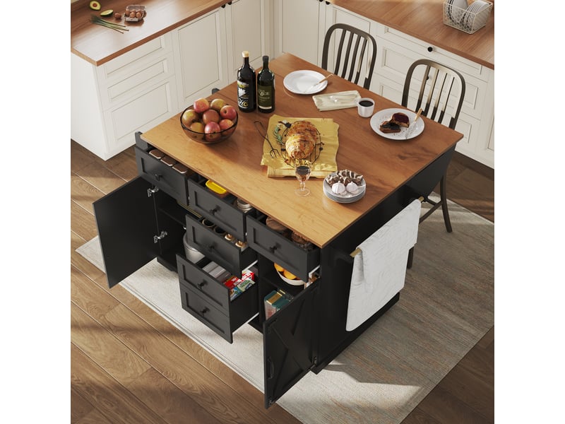  Desserte 2 portes 6 tiroirs coloris noir mdf desserte noir - Conforama E