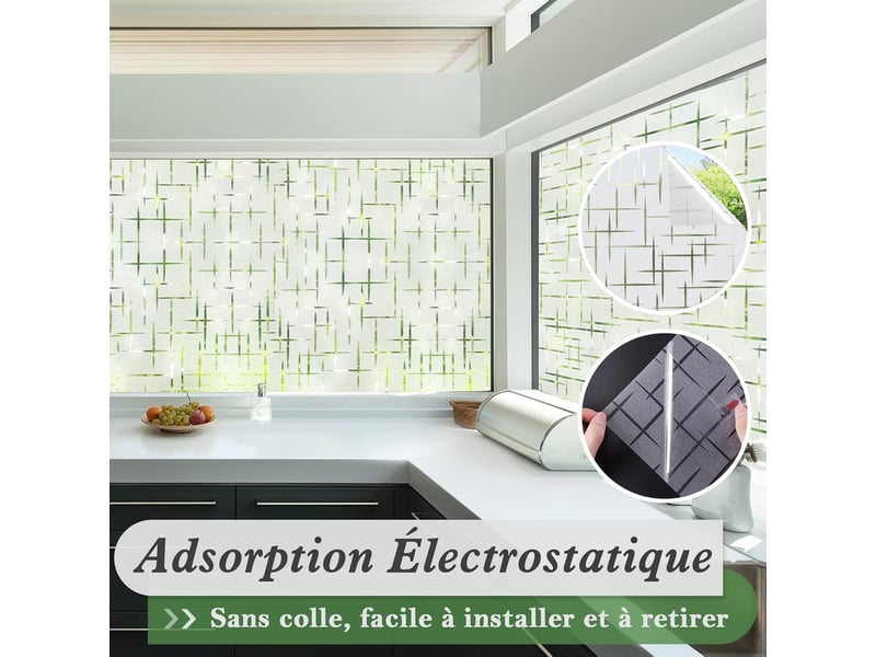  Film fenêtre statique dépoli pour vitre – protection et intimité, 45x200cm  - Conforama E