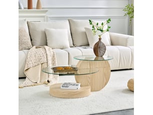 Table basse rond(e) coloris bois clair <strong>HAUSS SPOLE</strong> <strong></strong> - 90 cmx51 cm