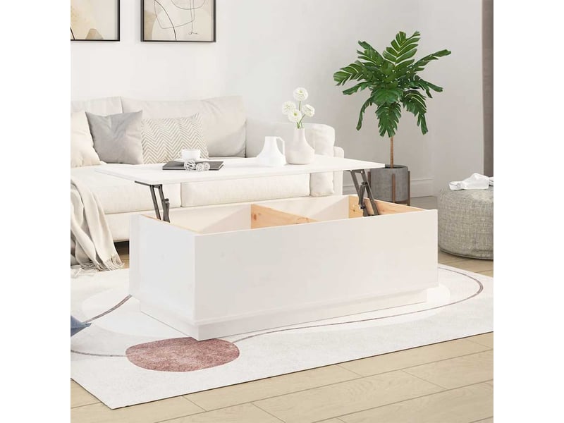 Table basse rectangulaire | table de salon blanc 100x50x35 cm bois massif de pin shl6467  - Conforama C