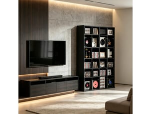 Bibliotheque coloris noir 6 étagère(s) TCQPZ - 20 cm x 130.5 cm