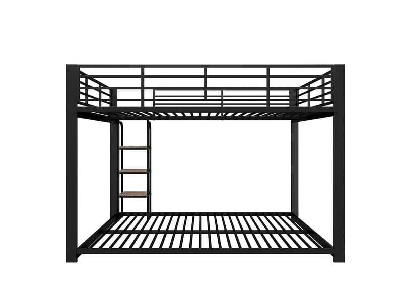  Lit superposé 140x200 cm, lit enfant, étagères, bois et métal noir  - Conforama W