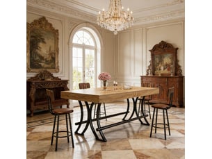 Table industrielle 160 x 70 x 90 cm – noir et marron – mdf et métal – 6 à 8 personnes