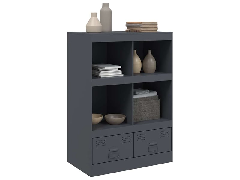  Buffet haut - bahut - meuble de rangement anthracite 67x39x95 cm acier  - Conforama D
