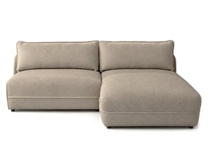 Canapé d'angle droit fixe BESTMOBILIER LUCIEN 4 places Tissu taupe avec coffre de rangement