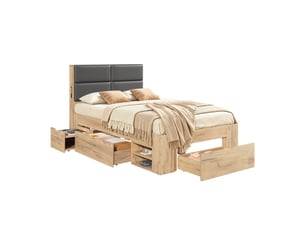 Lit avec rangement 90x200 cm DESVIAE coloris naturel