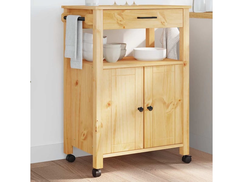  Desserte de cuisine, chariot de rangement monza 60x40x88,5 cm bois massif de pin shl38446  - Conforama B