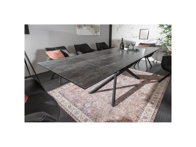  Table de salle à manger stelix – extensible 180 à 260 cm – structure métal et plateau en verre trempé et céramique  - Conforama D