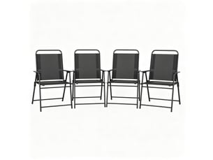 Lot de 4 chaises de jardin pliantes,65x60x94 cm,acier et textilène,noir