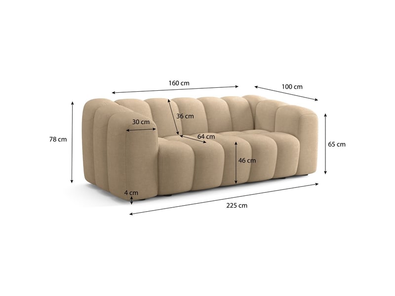 Canapé capitonné convertible 3 places en tissu chenille taupe - ouverture express - belleville Belleville - Conforama C
