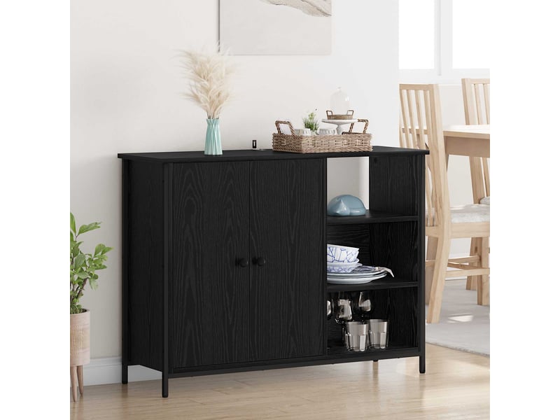  Buffet - bahut - meuble de rangement chêne noir 100 x 33 x 75 cm bois d'ingénierie  - Conforama B