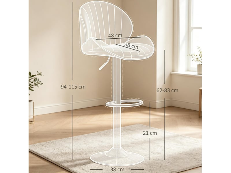 Lot de 2 tabourets de bar réglables en hauteur avec dossier homvra  - Conforama E