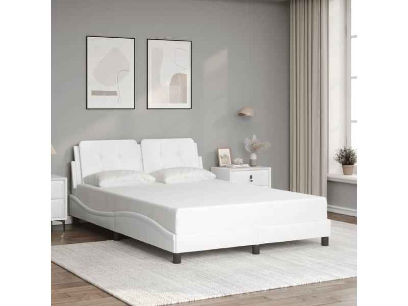  Lit double- lit adulte -  cadre de lit avec led sans matelas zadar blanc 140x190 cm  - Conforama C