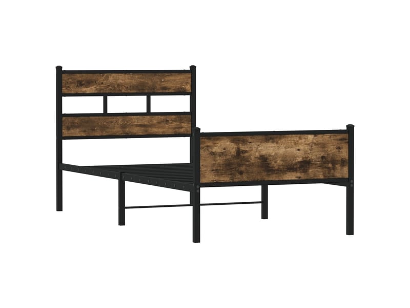 Lit simple- lit adulte - cadre de lit sans matelas chêne fumé 80x200cm bois d'ingénierie - Conforama B