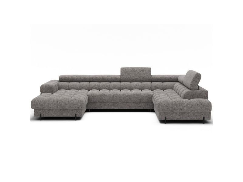 Canapé panoramique convertible gris chiné angle droit feraria 358x93x202cm - Conforama A