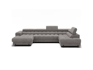 Canapé panoramique convertible gris chiné angle droit feraria 358x93x202cm