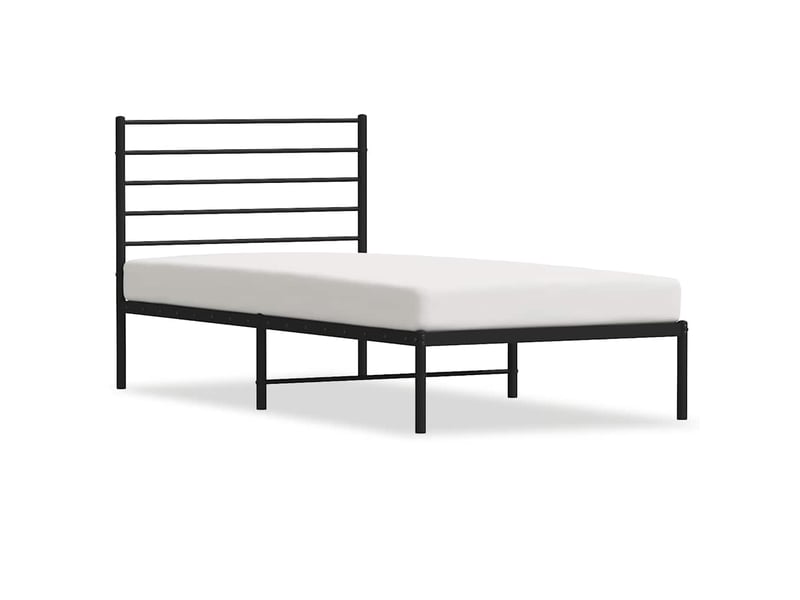  Lit simple- lit adulte -  cadre de lit métal sans matelas avec tête de lit noir 80x200 cm  - Conforama A