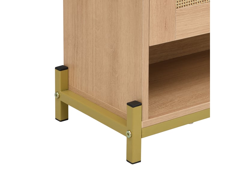  Meuble à chaussures 108,5x24x100 cm, format étroit idéal couloir, capacité 4 portes, structure robuste mdf et métal, finition chêne clair  - Conforama R