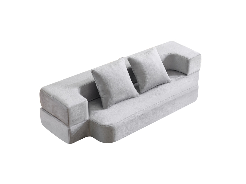 Canapé convertible 2 places 190x50x42 cm compressé, pliable,  mousse douce, couleur gris clair, design moderne  - Conforama A