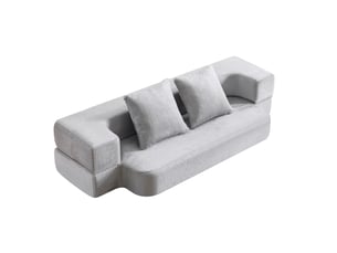 Canapé convertible 2 places 190x50x42 cm compressé, pliable, mousse douce, couleur gris clair, design moderne