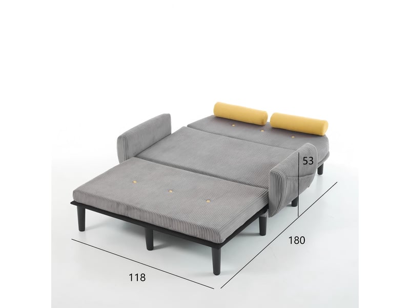  Fauteuil relax convertible gris avec rangement sous le couchage, structure métallique et revêtement en velours côtelé pour salon  - Conforama C
