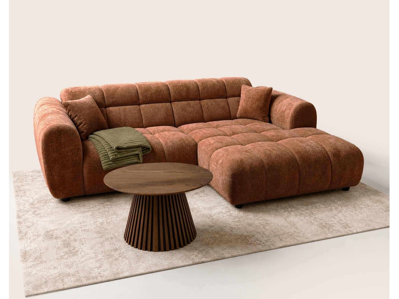  Mini ray - canapé d'angle droit 4 places en tissu texturé - best mobilier - terracotta MINI RAY - Conforama D