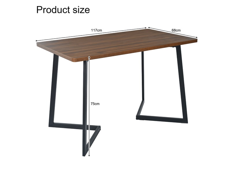  Ensemble table et 4 chaises 117x68x75 cm mdf noyer et velours vert foncé  - Conforama C